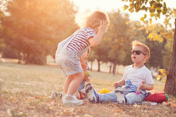 fashionable babies outdoors