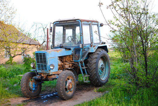 Old Soviet powerful tractor named "Belarus"