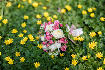 Obraz premium closeup shot of beautiful wedding bouquet