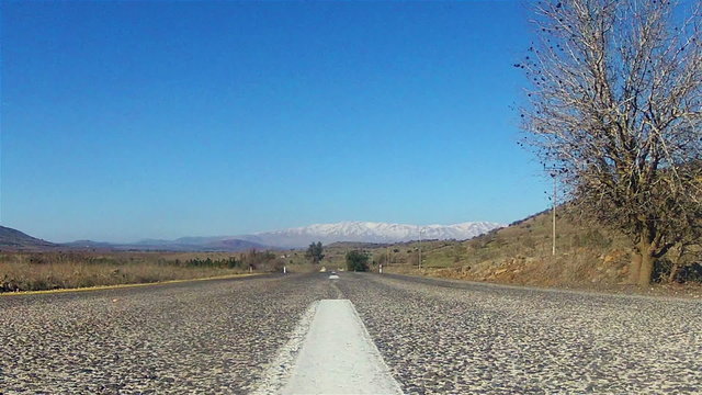 Road in the Golan Heights, a view of the Mount Hermon/Golan Heights, Israel