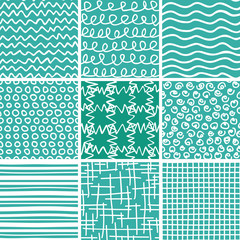 Abstract Doodle Seamless Patterns Set