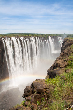 Victoria Falls with Rainbow, Zimbabwe.