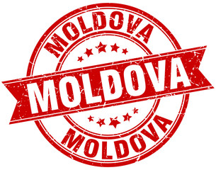 Moldova red round grunge vintage ribbon stamp