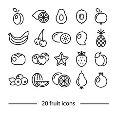 fruit line icons