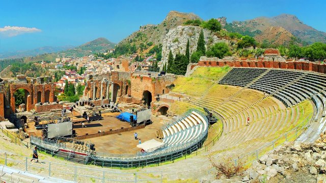 Ancient theatre of Taormina with a diameter of 120 metres, is the second largest of its kind in Sicily.