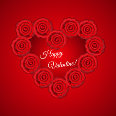 Heart frame shaped red  roses for valentine 
