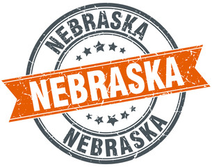 Nebraska red round grunge vintage ribbon stamp
