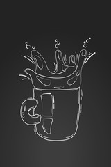 Vector illustration: cup of coffee or tea with splashes. doodle and sketch style. concept for the restaurant menu.