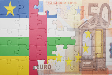 puzzle with the national flag of central african republic and euro banknote