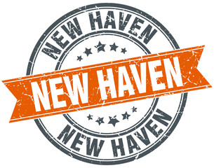 New Haven red round grunge vintage ribbon stamp