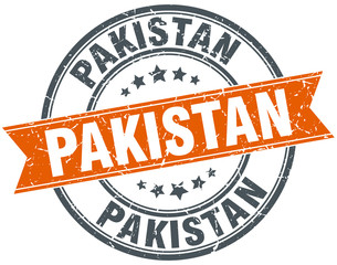 Pakistan red round grunge vintage ribbon stamp