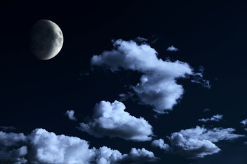 Naklejka na ściany i meble Night sky with stars and full moon background