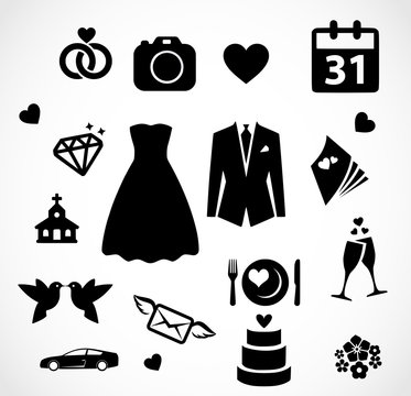 Wedding icon set vector