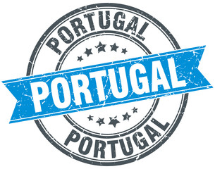 Portugal blue round grunge vintage ribbon stamp