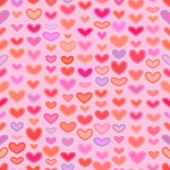 Seamless Valentines pattern with Outline Hearts