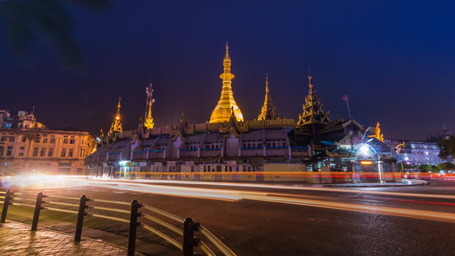 Sule Pagoda at Night Of Yangon, Myanmar