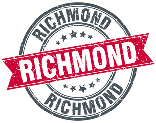 Richmond red round grunge vintage ribbon stamp