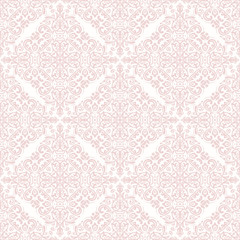 Oriental light pink vector classic pattern. Seamless abstract background
