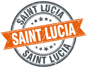 Saint Lucia red round grunge vintage ribbon stamp