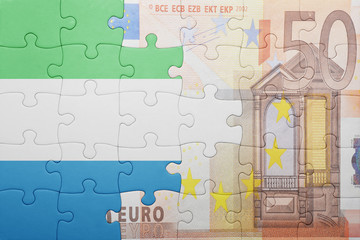 puzzle with the national flag of sierra leone and euro banknote