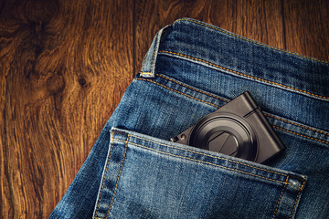 Photo of a pocketable digital compact camera, illustrating the concept - "The best camera is the one that's with you"