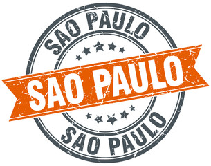 Sao Paulo red round grunge vintage ribbon stamp