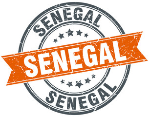 Senegal red round grunge vintage ribbon stamp