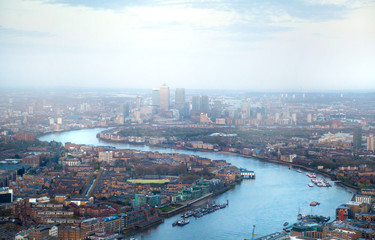 LONDON, UK - JANUARY 27, 2015: City of London at sunset and first nights lights