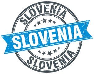 Slovenia blue round grunge vintage ribbon stamp