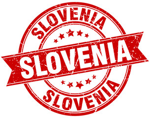 Slovenia red round grunge vintage ribbon stamp
