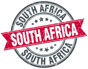 South Africa red round grunge vintage ribbon stamp