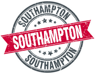 Southampton red round grunge vintage ribbon stamp