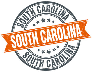 South Carolina red round grunge vintage ribbon stamp