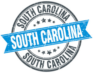 Fototapeta premium South Carolina blue round grunge vintage ribbon stamp