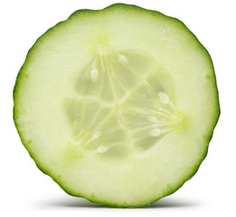 cucumber slice isolated on the white background