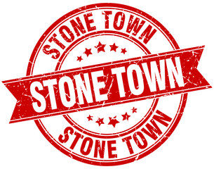 Stone Town red round grunge vintage ribbon stamp