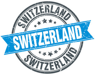 Switzerland blue round grunge vintage ribbon stamp
