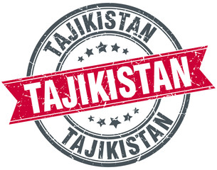 Tajikistan red round grunge vintage ribbon stamp