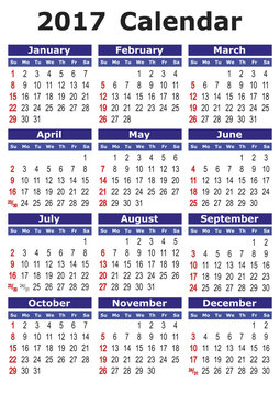 Calendar 2017. 2017 Calendar