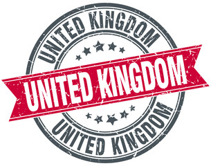 United Kingdom red round grunge vintage ribbon stamp
