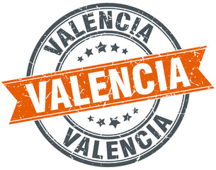 Valencia red round grunge vintage ribbon stamp