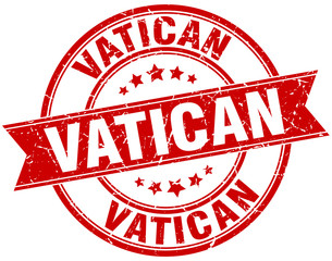 Vatican red round grunge vintage ribbon stamp