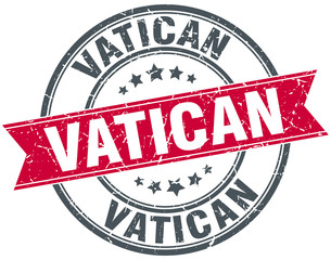 Vatican red round grunge vintage ribbon stamp
