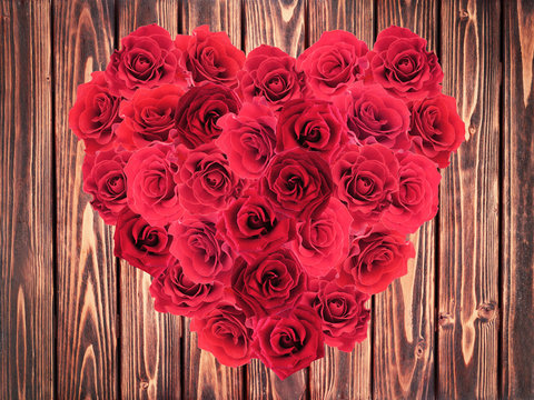 Valentines Day heart made of red roses