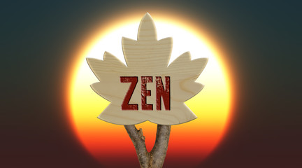 wooden sign indicating zen