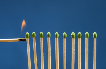 Lighting the matches.