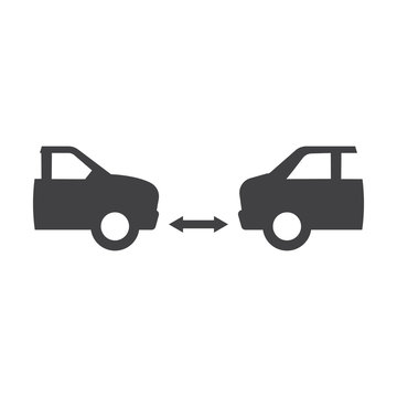 car distance black simple icons set for web