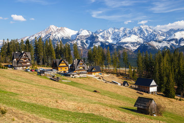 Fototapeta na wymiar Panorama of the High Tatra Mountains, Gliczarow, Poland