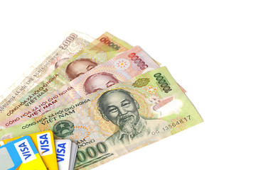 Obraz na płótnie Canvas Stock Photo:.Vietnamese currency Dong banknotes.