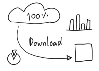 Download concept create in hand drawn and arrow down.